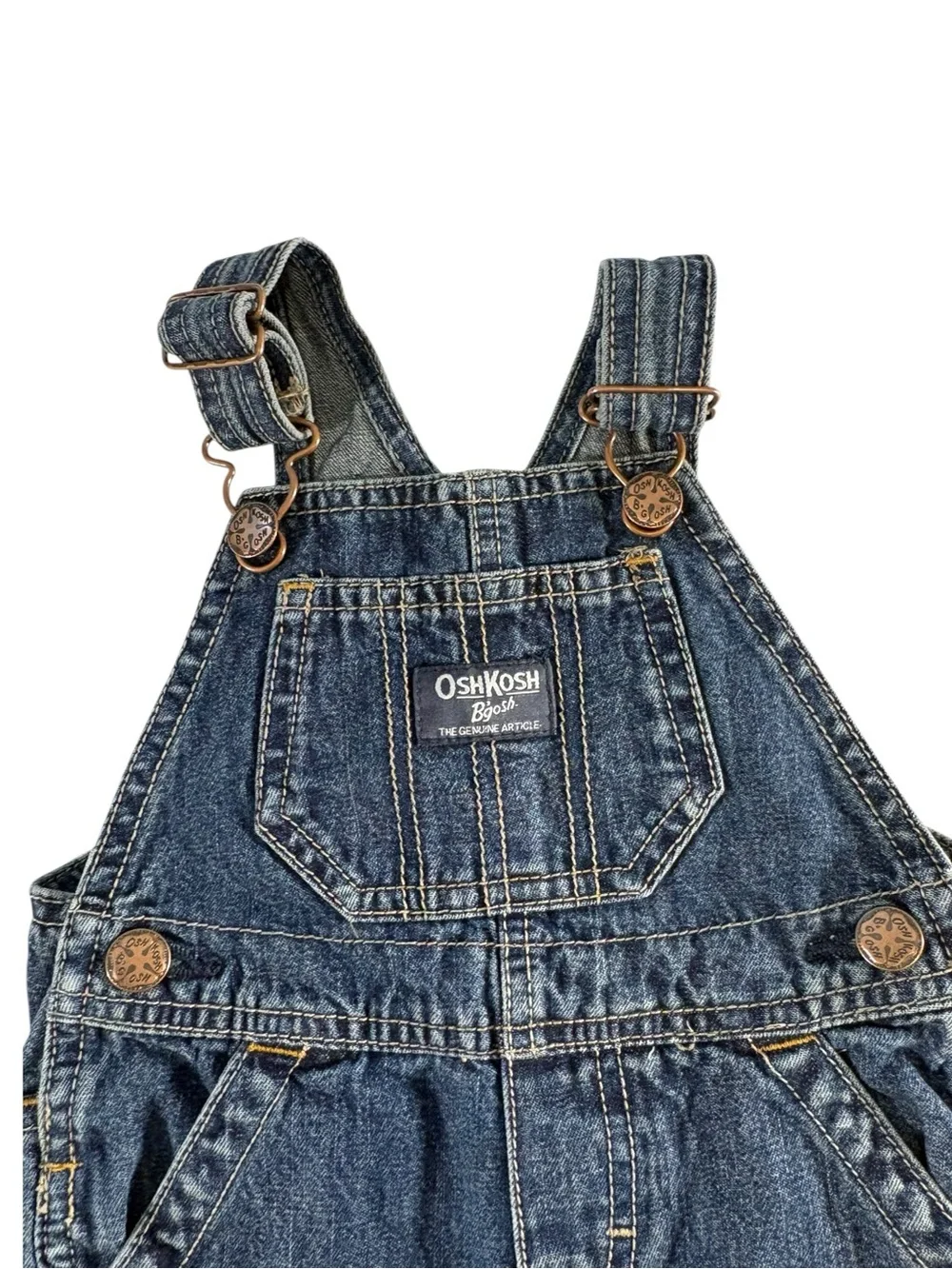 OshKosh B’gosh Denim Overalls 12M Carpenter Vintage Kids Blue Jeans